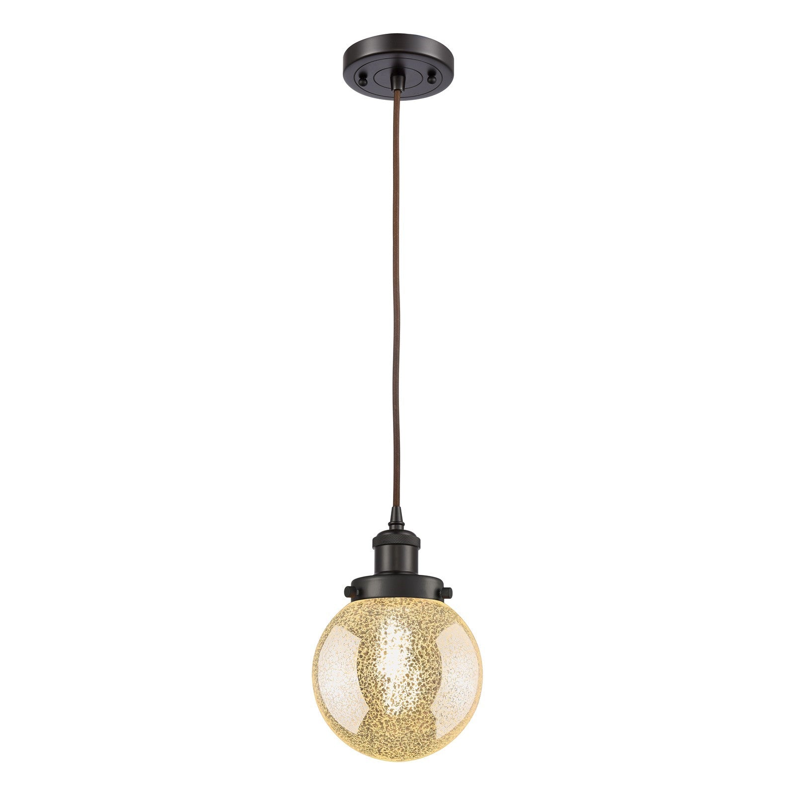 Innovations Beacon 6in 1-Light Mini Pendant | Industrial Oil Rubbed Bronze Steel and Mercury Seeded Glass | Kitchen Island & | Model 916-1P-OB-G208-6