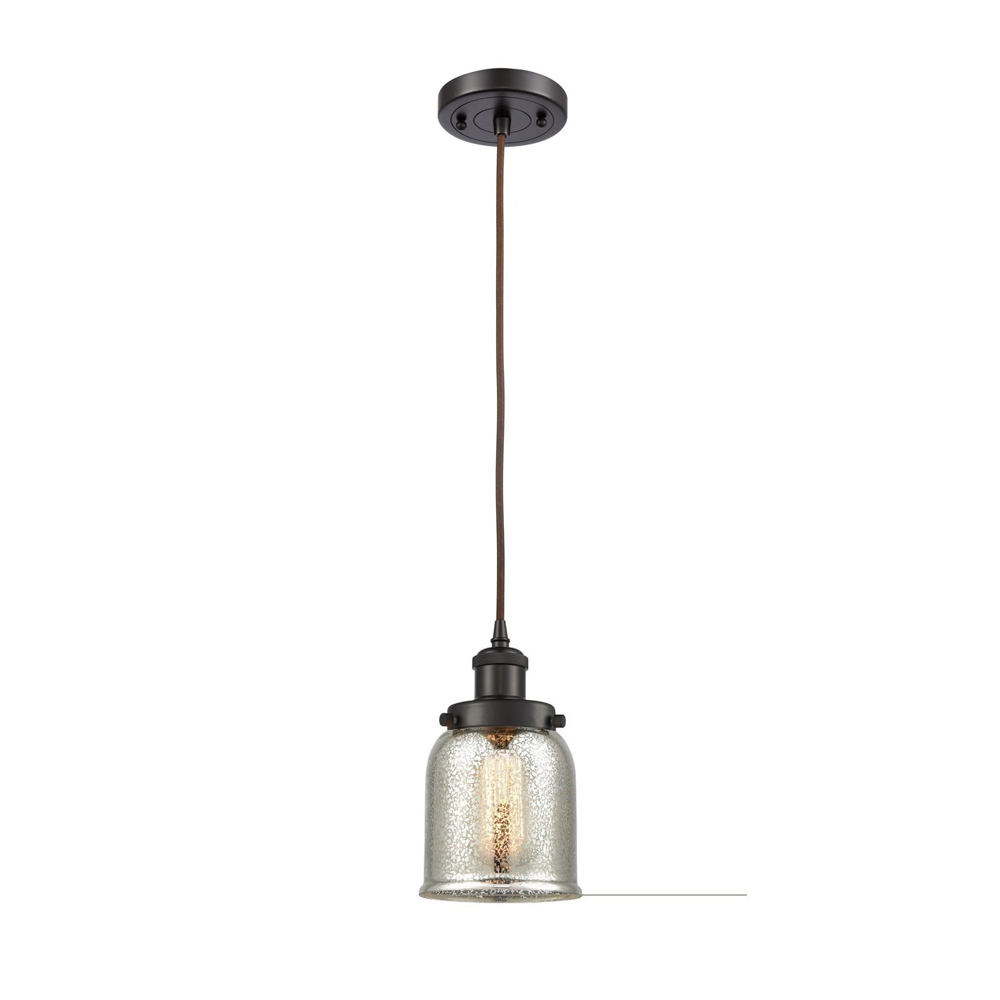 Innovations Bell 5in 1-Light Mini Pendant | Industrial Oil Rubbed Bronze and Silver Plated Mercury Glass | Kitchen Island & | Model 916-1P-OB-G58-LED