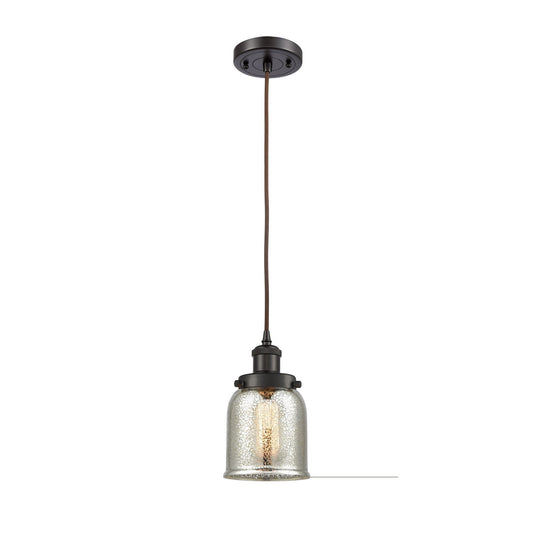 Innovations Bell 5in 1-Light Mini Pendant | Industrial Oil Rubbed Bronze and Silver Plated Mercury Glass | Kitchen Island & | Model 916-1P-OB-G58-LED