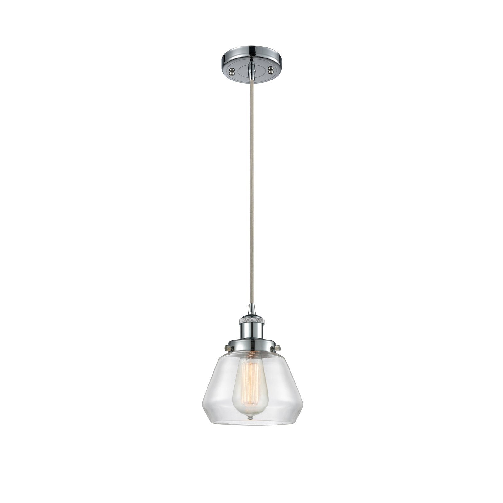 Innovations Fulton 7in 1-Light Mini Pendant | Modern Transitional Polished Chrome and Clear Glass | Kitchen Island & Dining Room | Model 916-1P-PC-G172