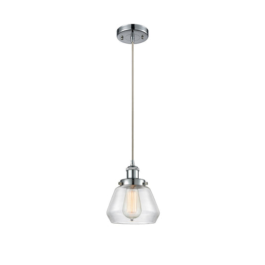 Innovations Fulton 7in 1-Light Mini Pendant | Modern Transitional Polished Chrome and Clear Glass | Kitchen Island & Dining Room | Model 916-1P-PC-G172