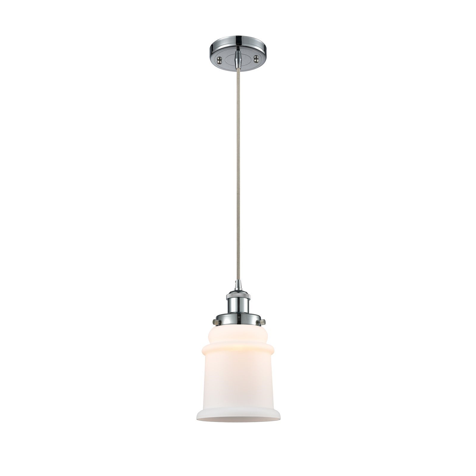 Innovations Canton 6in 1-Light Mini Pendant | Modern Transitional Polished Chrome and Matte White Frosted Glass | Kitchen Island & | Model 916-1P-PC-G181