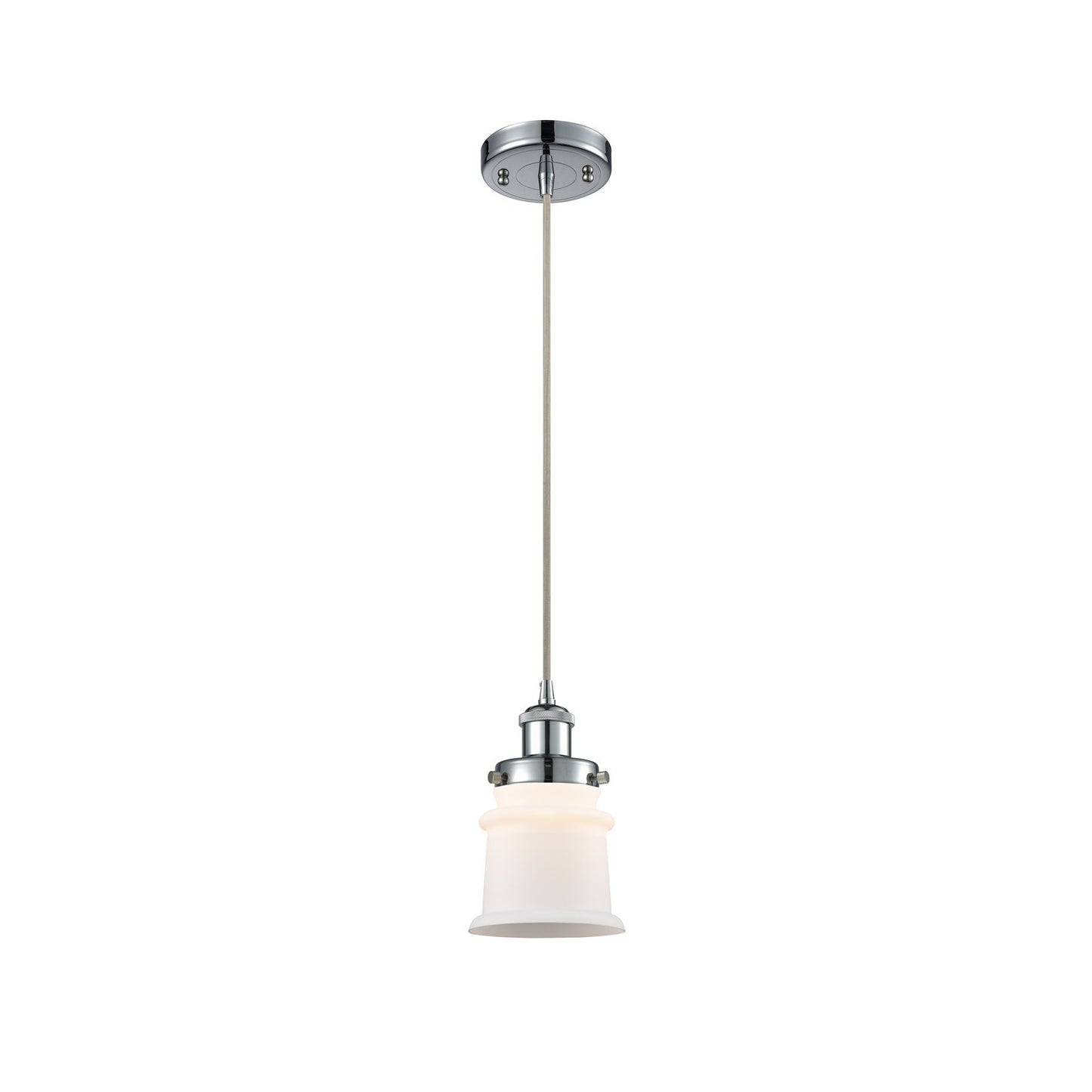Innovations Canton 5.25in 1-Light Mini Pendant | Modern Contempo Polished Chrome and Matte White Frosted Glass | Kitchen Island & | Model 916-1P-PC-G181S
