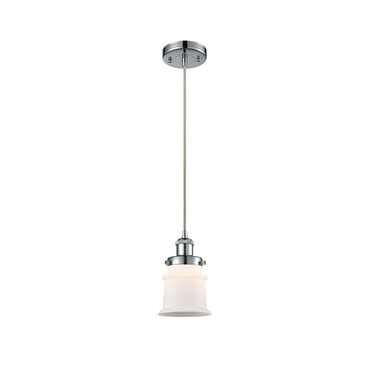 Innovations Canton 5.25in 1-Light Mini Pendant | Modern Contempo Polished Chrome and Matte White Frosted Glass | Kitchen Island & | Model 916-1P-PC-G181S