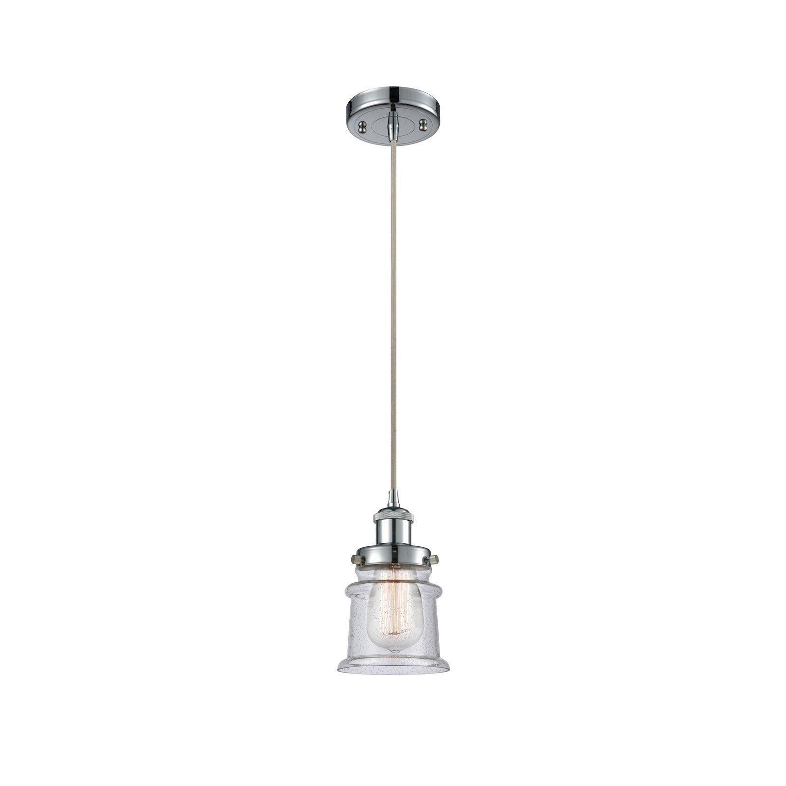Innovations Canton 5.25in 1-Light Mini Pendant | Modern Contempo Polished Chrome and Seedy Glass | Kitchen Island & Dining Room | Model 916-1P-PC-G184S