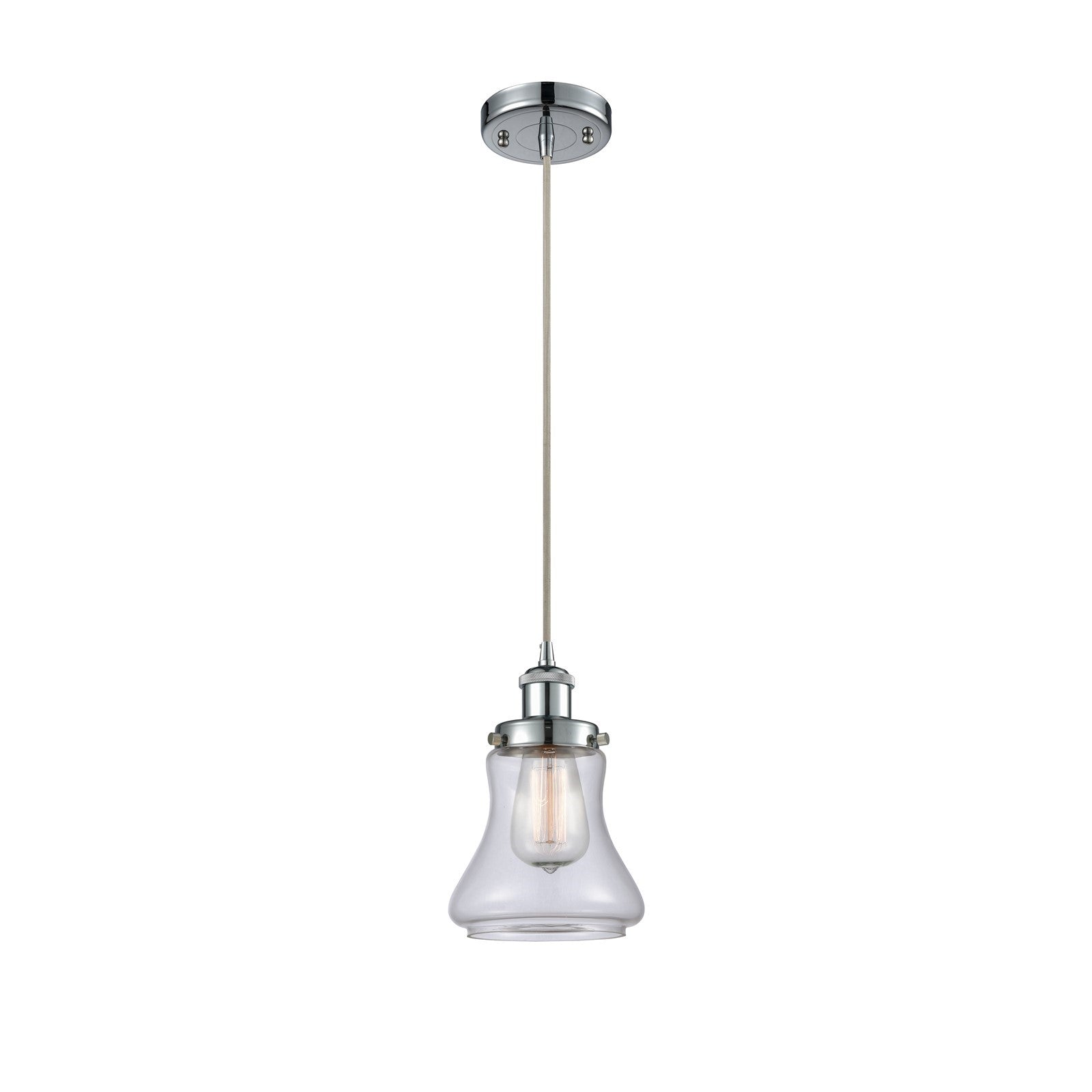 Innovations Bellmont 6.12in 1-Light Mini Pendant | Modern Contempo Polished Chrome and Clear Glass | Kitchen Island & Dining Room | Model 916-1P-PC-G192
