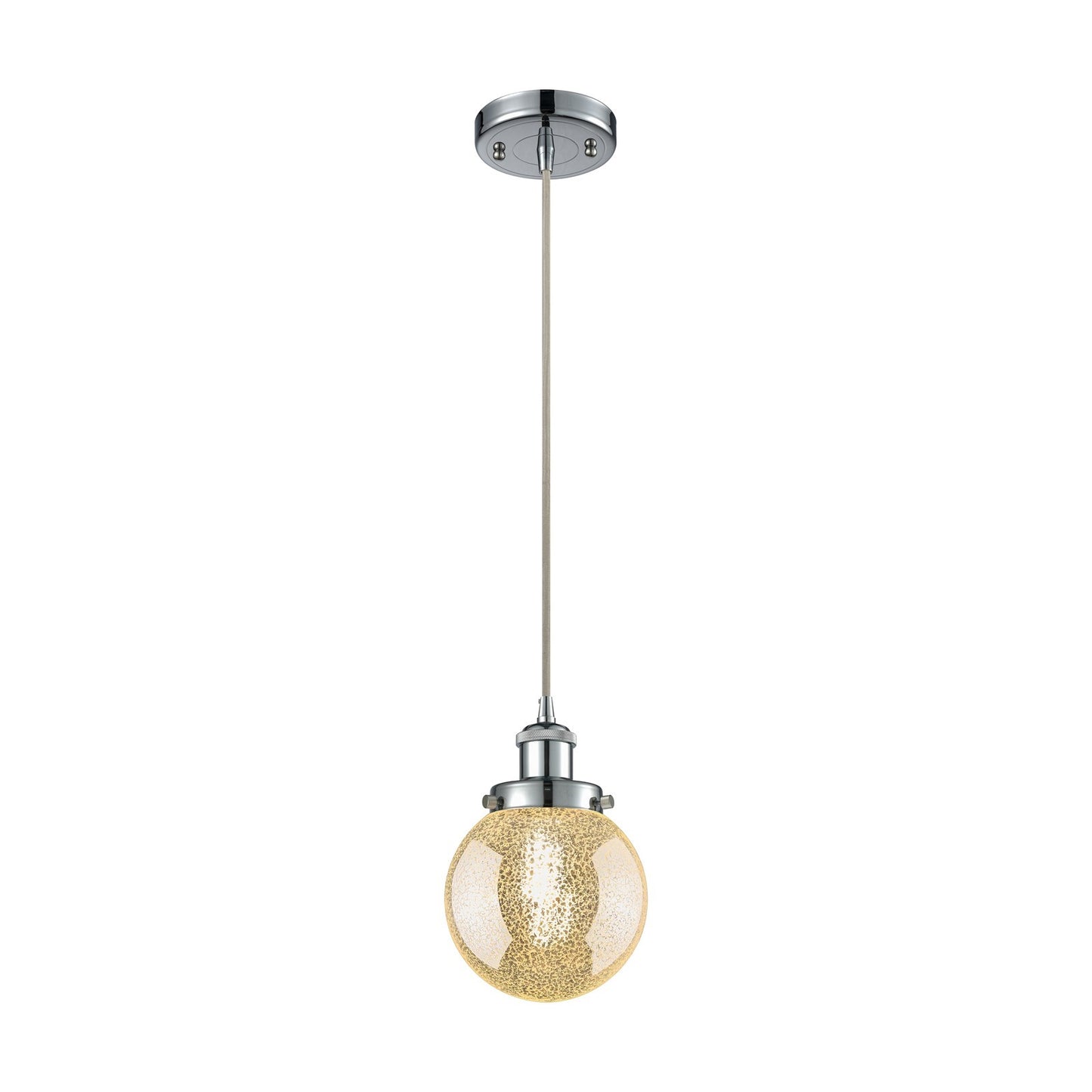 Innovations Beacon 6in 1-Light Mini Pendant | Modern Contempo Polished Chrome and Mercury Glass | Kitchen Island & Dining Room | Model 916-1P-PC-G208-6