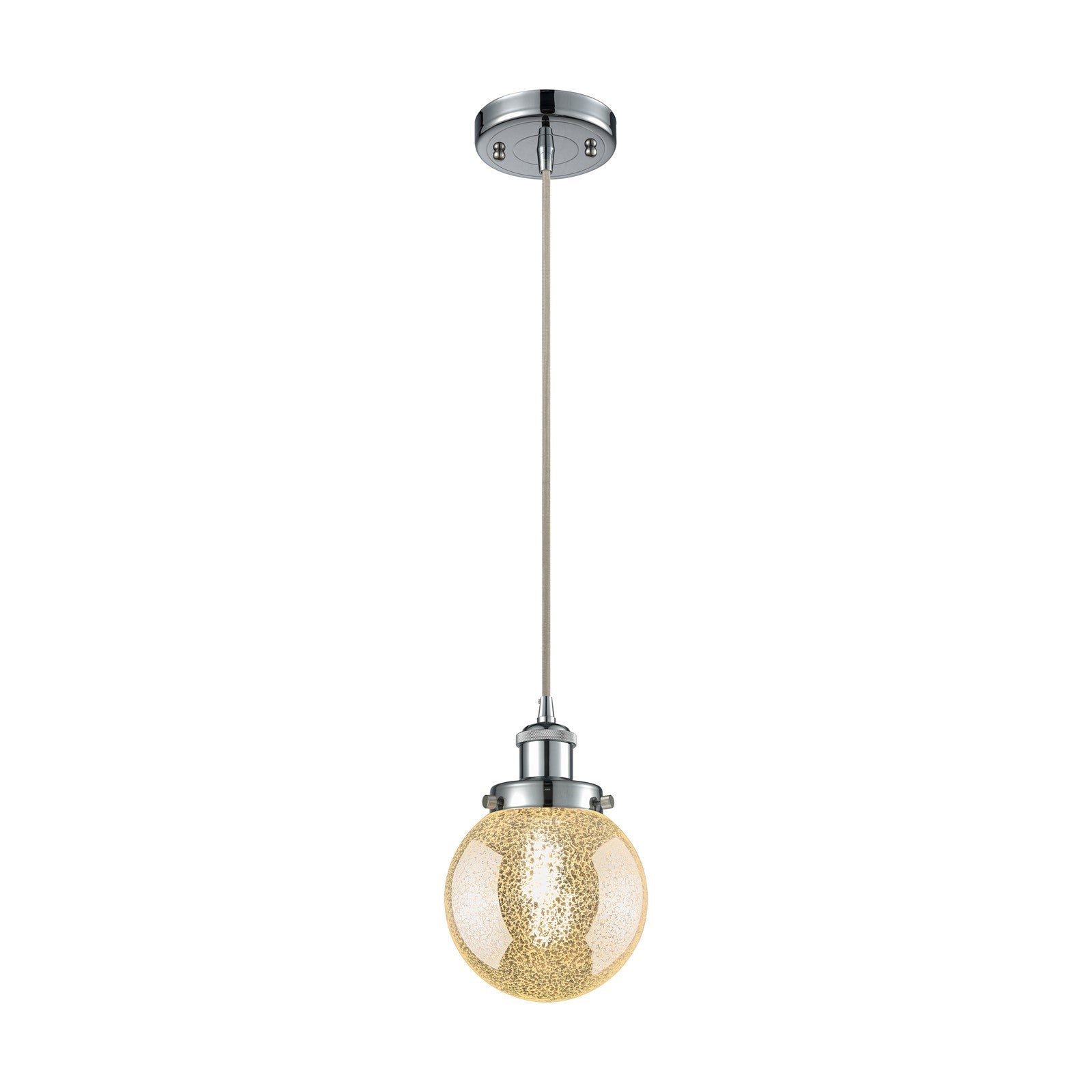 Innovations Beacon 6in 1-Light Mini Pendant | Modern Contempo Polished Chrome and Mercury Glass | Kitchen Island & Dining Room | Model 916-1P-PC-G208-6