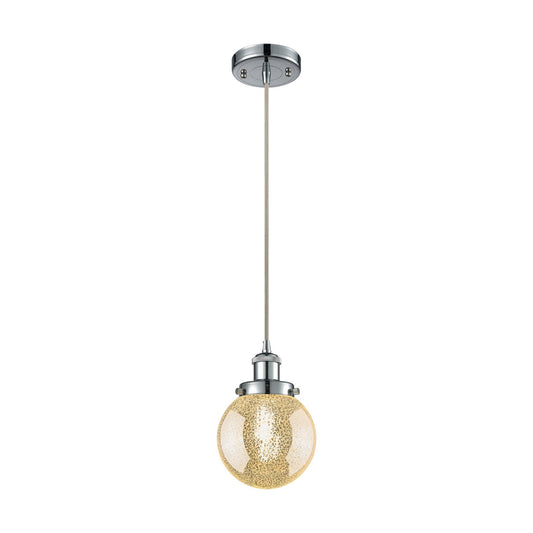 Innovations Beacon 6in 1-Light Mini Pendant | Modern Contempo Polished Chrome and Mercury Glass | Kitchen Island & Dining Room | Model 916-1P-PC-G208-6