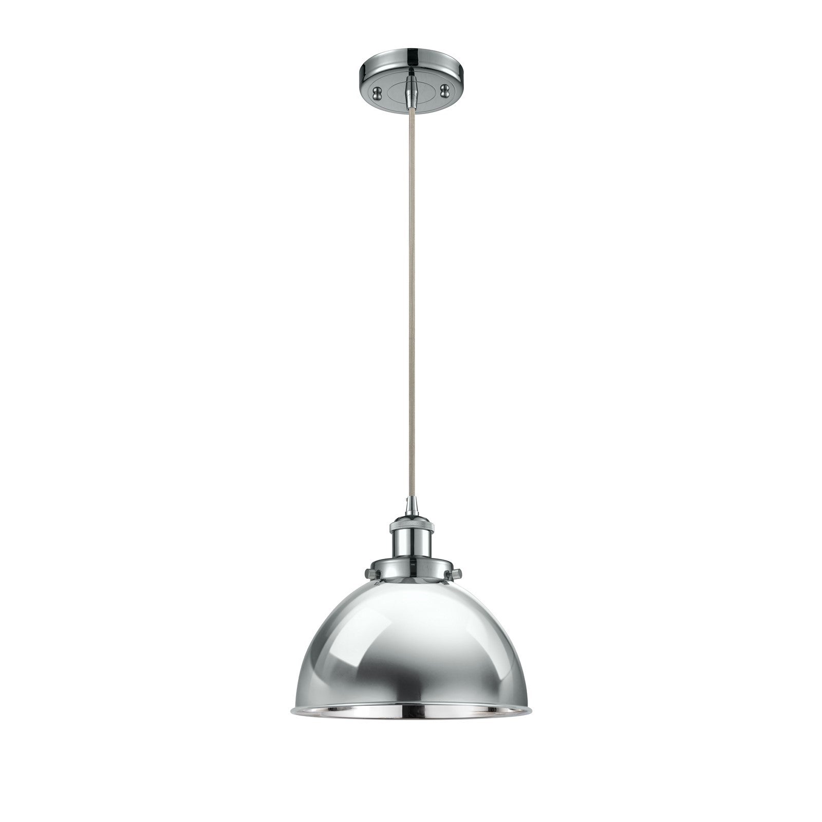 Innovations Derby 10in 1-Light Mini Pendant | Industrial Polished Chrome Metal Dome | Kitchen Island & Dining Room | Bulb Not | Model 916-1P-PC-MFD-10-PC