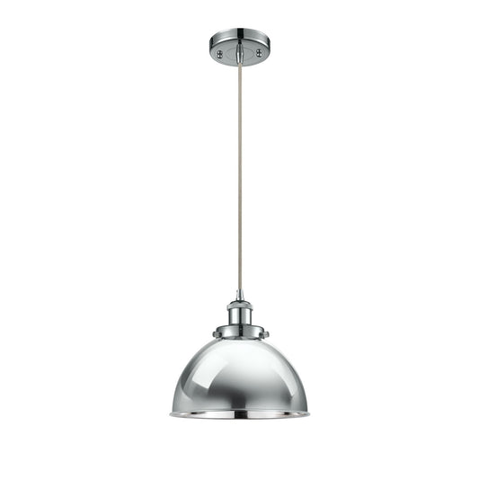Innovations Derby 10in 1-Light Mini Pendant | Industrial Polished Chrome Metal Dome | Kitchen Island & Dining Room | Bulb Not | Model 916-1P-PC-MFD-10-PC