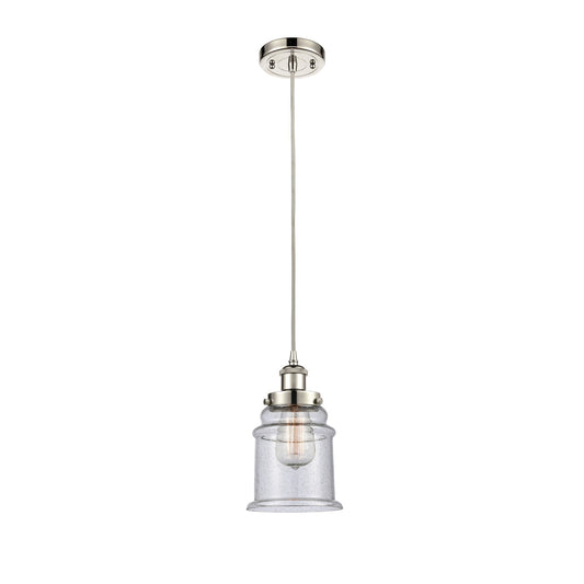 Innovations Canton 6in 1-Light Mini Pendant | Modern Transitional Polished Nickel and Seedy Glass | Kitchen Island & Dining Room | Model 916-1P-PN-G184