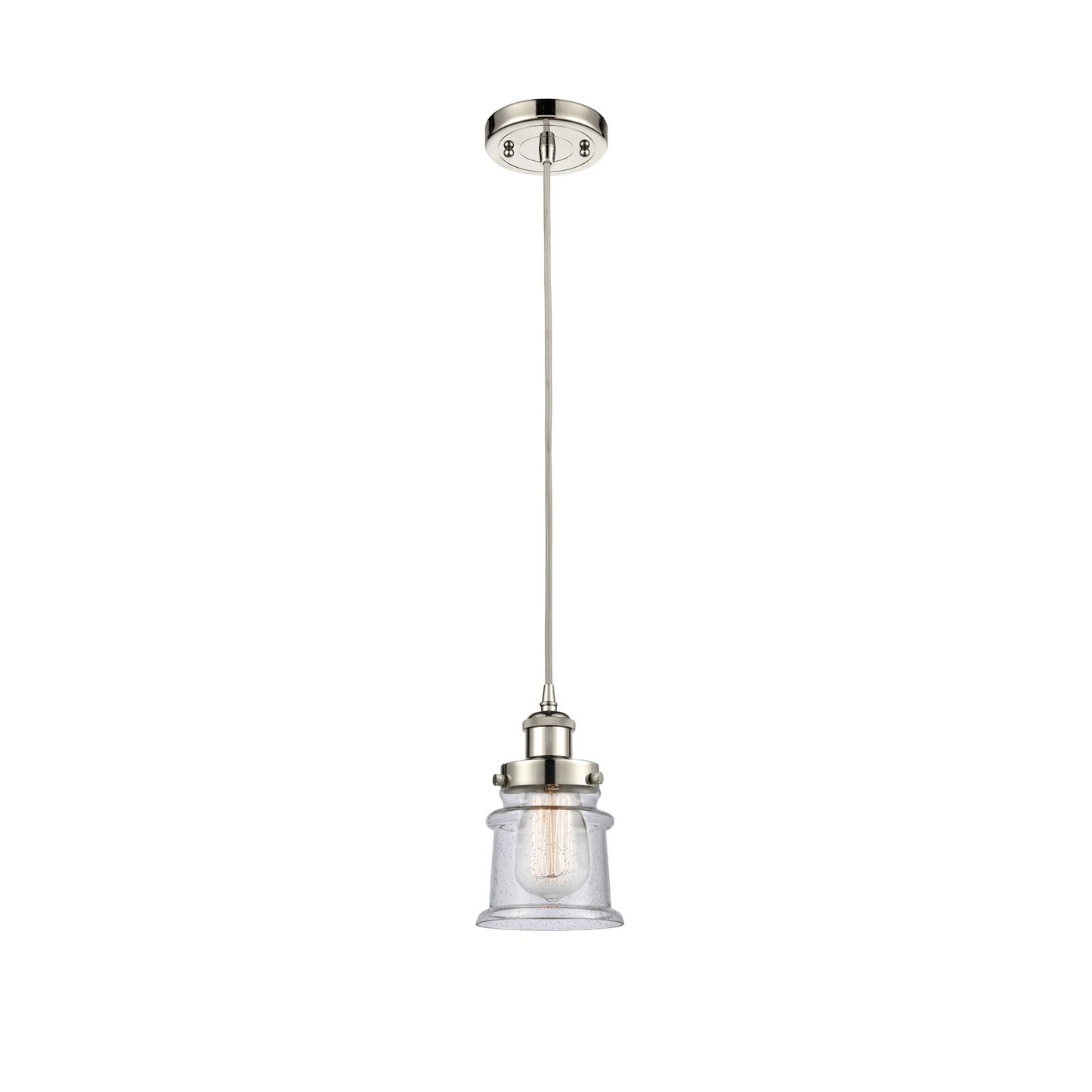 Innovations Canton 5.25in 1-Light Mini Pendant | Modern Transitional Polished Nickel and Seedy Glass | Kitchen Island & Dining | Model 916-1P-PN-G184S