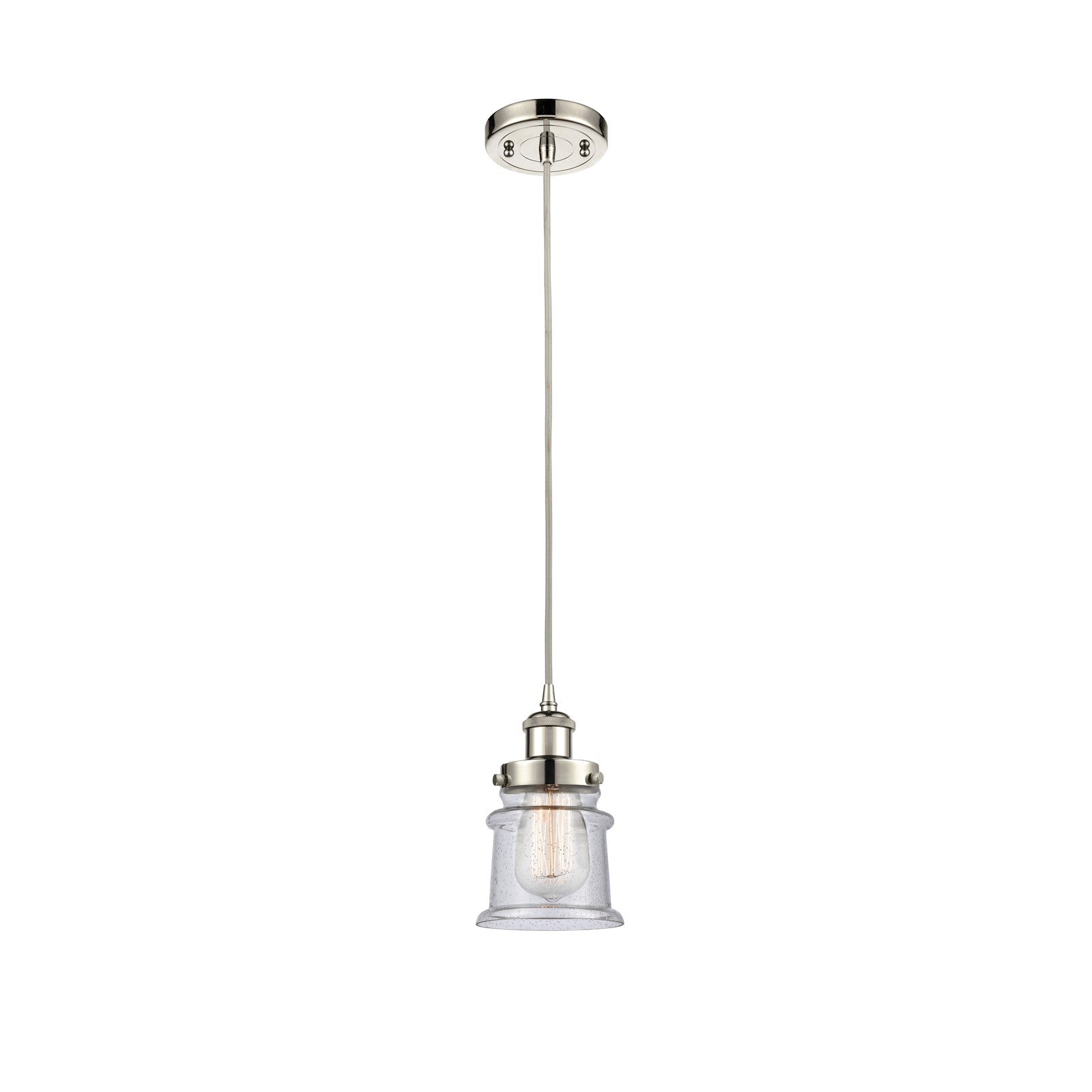 Innovations Canton 5.25in 1-Light Mini Pendant | Modern Transitional Polished Nickel and Seedy Glass | Kitchen Island & Dining | Model 916-1P-PN-G184S