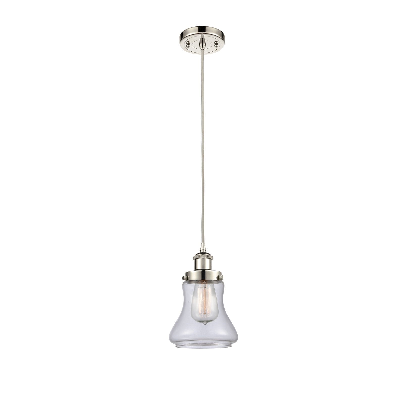 Innovations Bellmont 6.125in 1-Light Mini Pendant | Modern Transitional Polished Nickel and Clear Glass | Kitchen Island & Dining | Model 916-1P-PN-G192