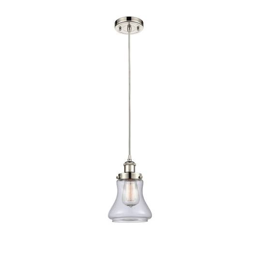 Innovations Bellmont 6.125in 1-Light Mini Pendant | Modern Transitional Polished Nickel and Clear Glass | Kitchen Island & Dining | Model 916-1P-PN-G192