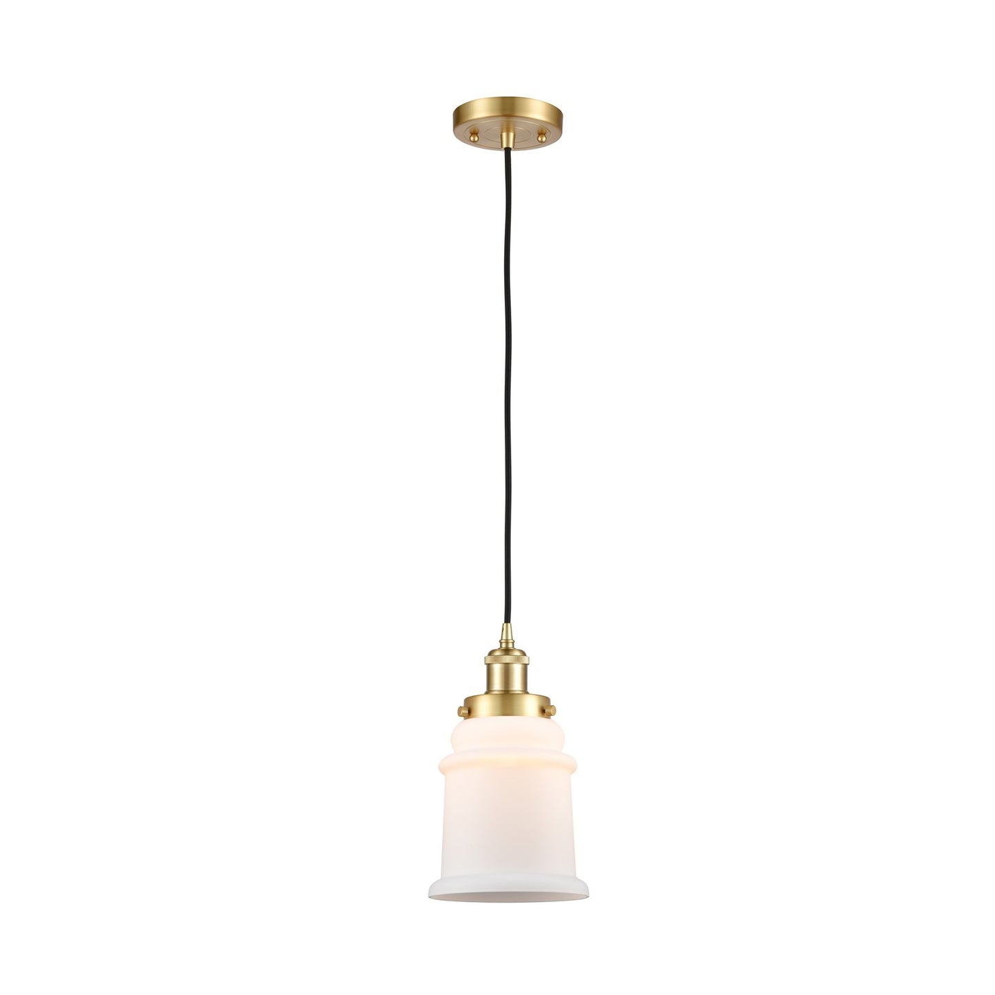 Innovations Canton 6in 1-Light Mini Pendant | Modern Satin Gold Steel and Matte White Frosted Glass | Kitchen Island & Dining Room | Model 916-1P-SG-G181