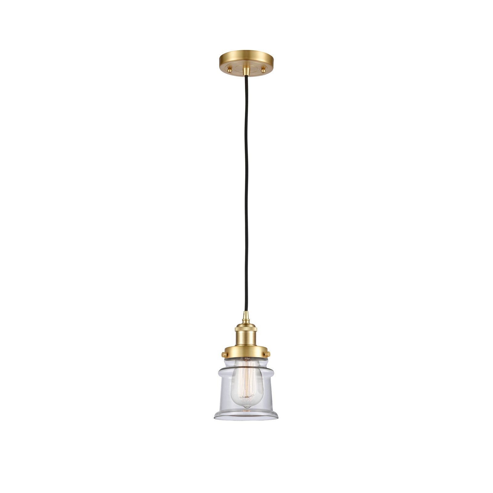 Innovations Canton 5.25in 1-Light Mini Pendant | Modern Transitional Satin Gold Steel and Clear Glass | Kitchen Island & Dining | Model 916-1P-SG-G182S