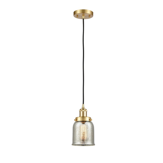 Innovations Bell 5in 1-Light Mini Pendant | Industrial Satin Gold Steel and Silver Plated Mercury Glass | Kitchen Island & Dining | Model 916-1P-SG-G58