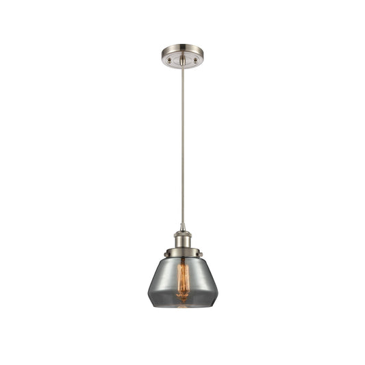 Innovations Fulton 7in 1-Light Mini Pendant | Modern Brushed Satin Nickel Steel and Light Smoke Glass | Kitchen Island & Dining | Model 916-1P-SN-G173