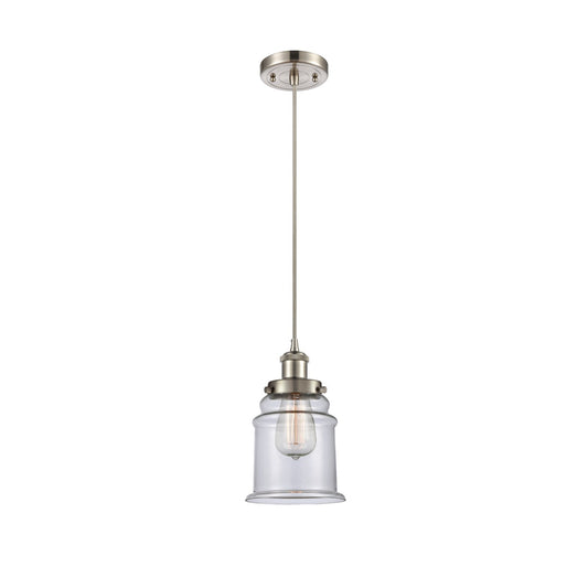 Innovations Canton 6in 1-Light Mini Pendant | Brushed Satin Nickel Steel and Clear Glass | Kitchen Island & Dining Room | Model 916-1P-SN-G182
