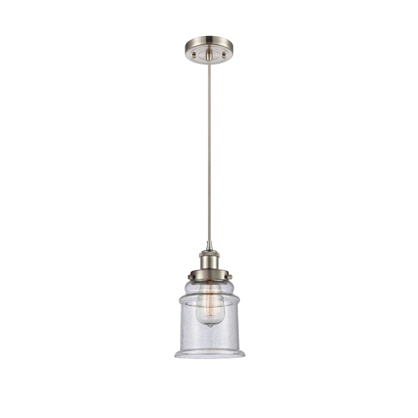 Innovations Canton 6in 1-Light Mini Pendant | Modern Transitional Brushed Satin Nickel and Seedy Glass | Kitchen Island & Dining | Model 916-1P-SN-G184