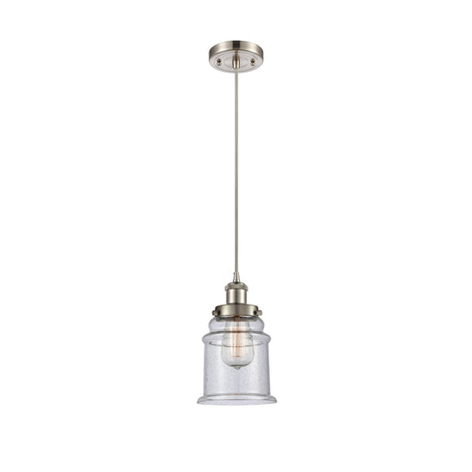 Innovations Canton 6in 1-Light Mini Pendant | Modern Transitional Brushed Satin Nickel and Seedy Glass | Kitchen Island & Dining | Model 916-1P-SN-G184