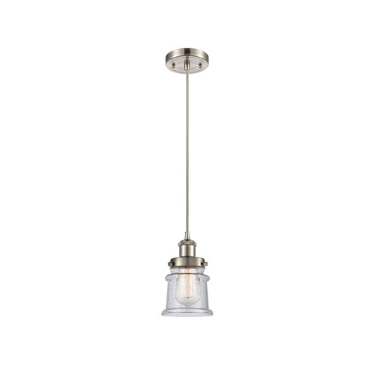 Innovations Canton 5.25in 1-Light Mini Pendant | Modern Transitional Brushed Satin Nickel and Seedy Glass | Kitchen Island & | Model 916-1P-SN-G184S