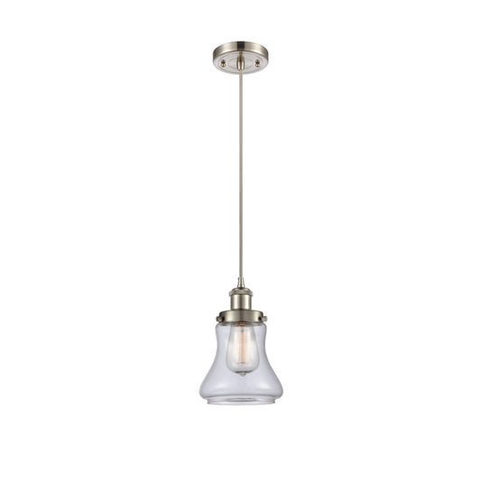 Innovations Bellmont 6.125in 1-Light Mini Pendant | Modern Transitional Brushed Satin Nickel and Clear Glass | Kitchen Island & | Model 916-1P-SN-G192