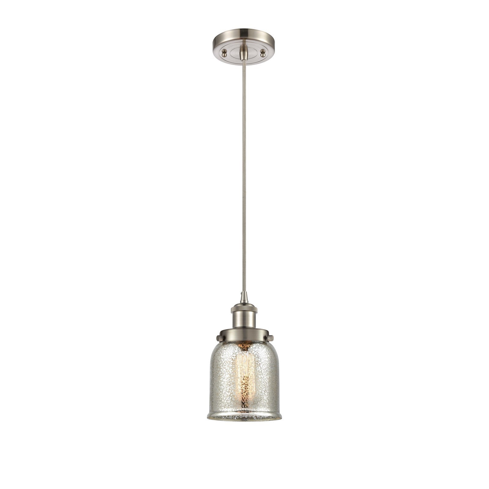 Innovations Bell 5in 1-Light Mini Pendant | Industrial Brushed Satin Nickel and Silver Plated Mercury Glass | Kitchen Island & | Model 916-1P-SN-G58-LED