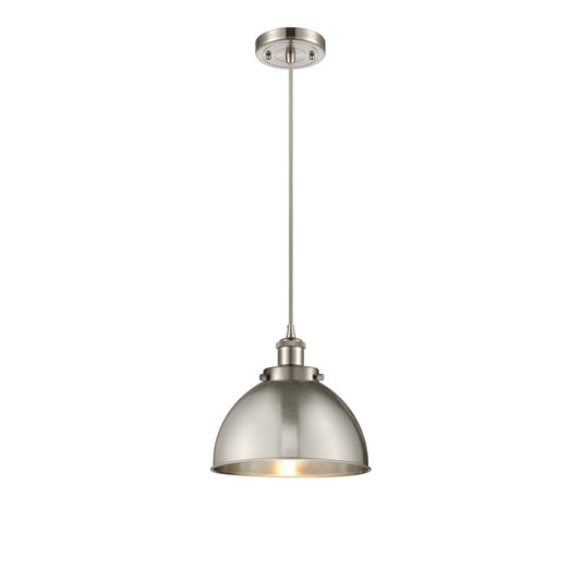 Innovations Derby 10in 1-Light Mini Pendant | Industrial Brushed Satin Nickel Metal Shade | Kitchen Island & Dining Room | Model 916-1P-SN-MFD-10-SN
