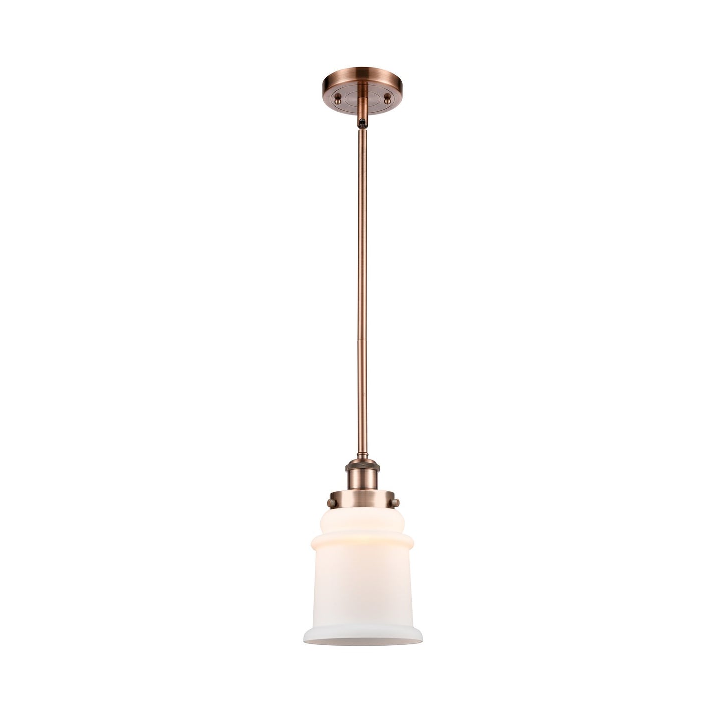 Innovations Canton 6in 1-Light Mini Pendant | Modern Contempo Antique Copper Steel and Matte White Frosted Glass | Kitchen Island & | Model 916-1S-AC-G181
