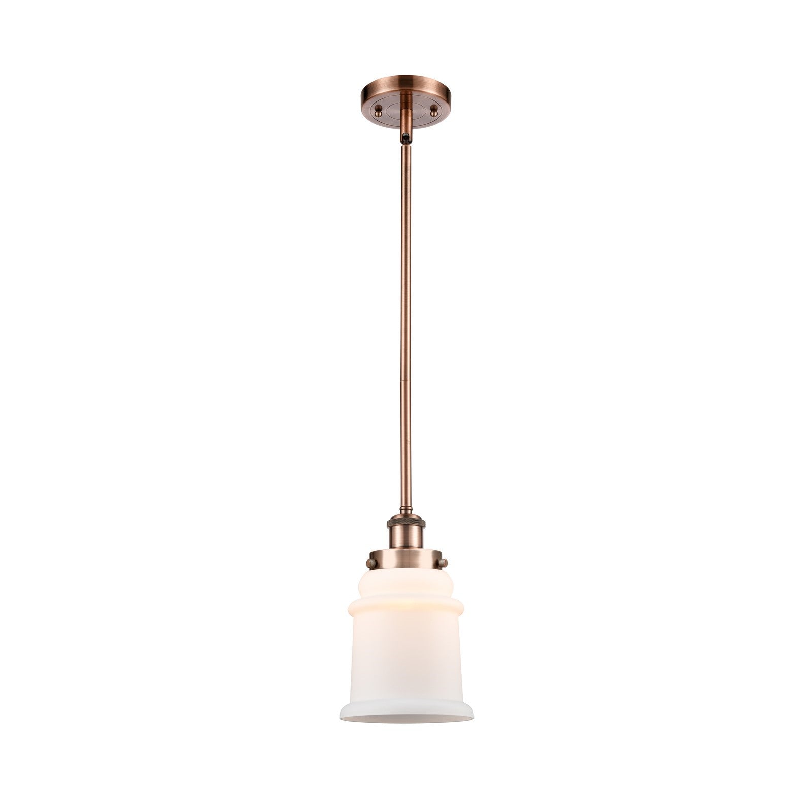 Innovations Canton 6in 1-Light Mini Pendant | Modern Contempo Antique Copper Steel and Matte White Frosted Glass | Kitchen Island & | Model 916-1S-AC-G181