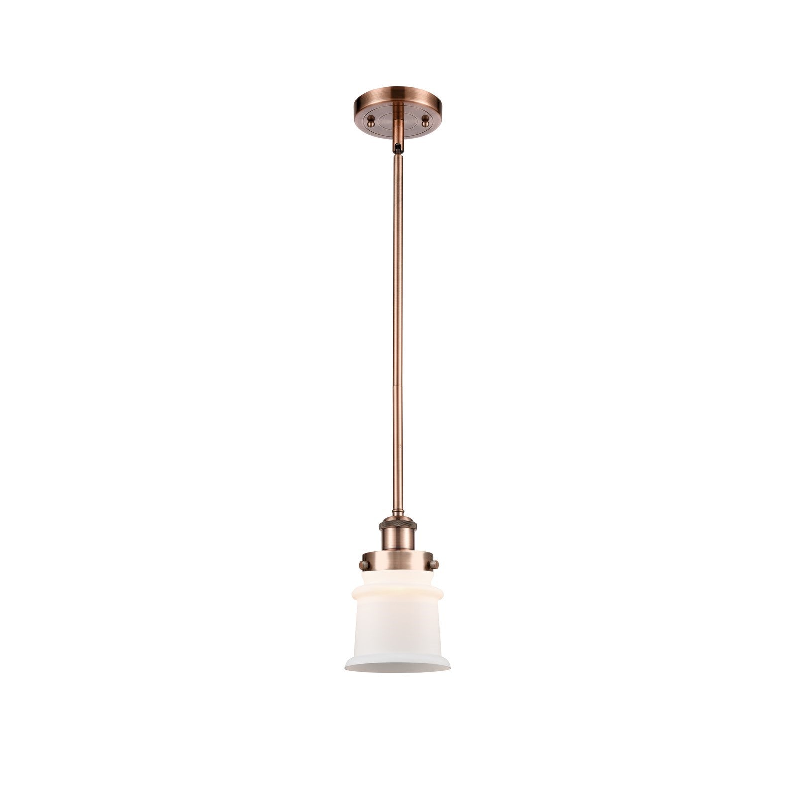 Innovations Canton 5.25in 1-Light Mini Pendant | Modern Contempo Antique Copper Steel and Matte White Frosted Glass | Kitchen | Model 916-1S-AC-G181S
