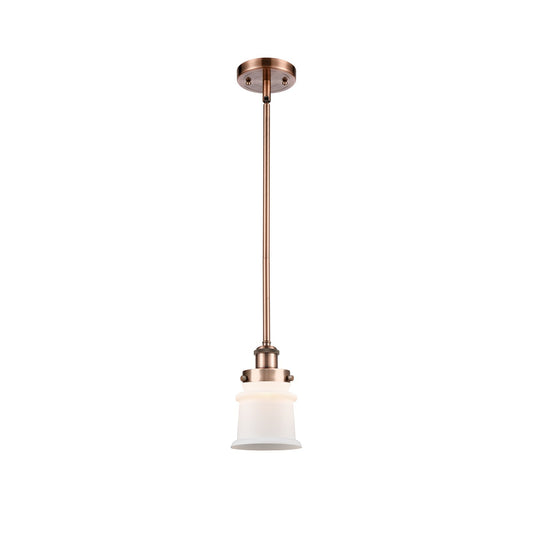 Innovations Canton 5.25in 1-Light Mini Pendant | Modern Contempo Antique Copper Steel and Matte White Frosted Glass | Kitchen | Model 916-1S-AC-G181S