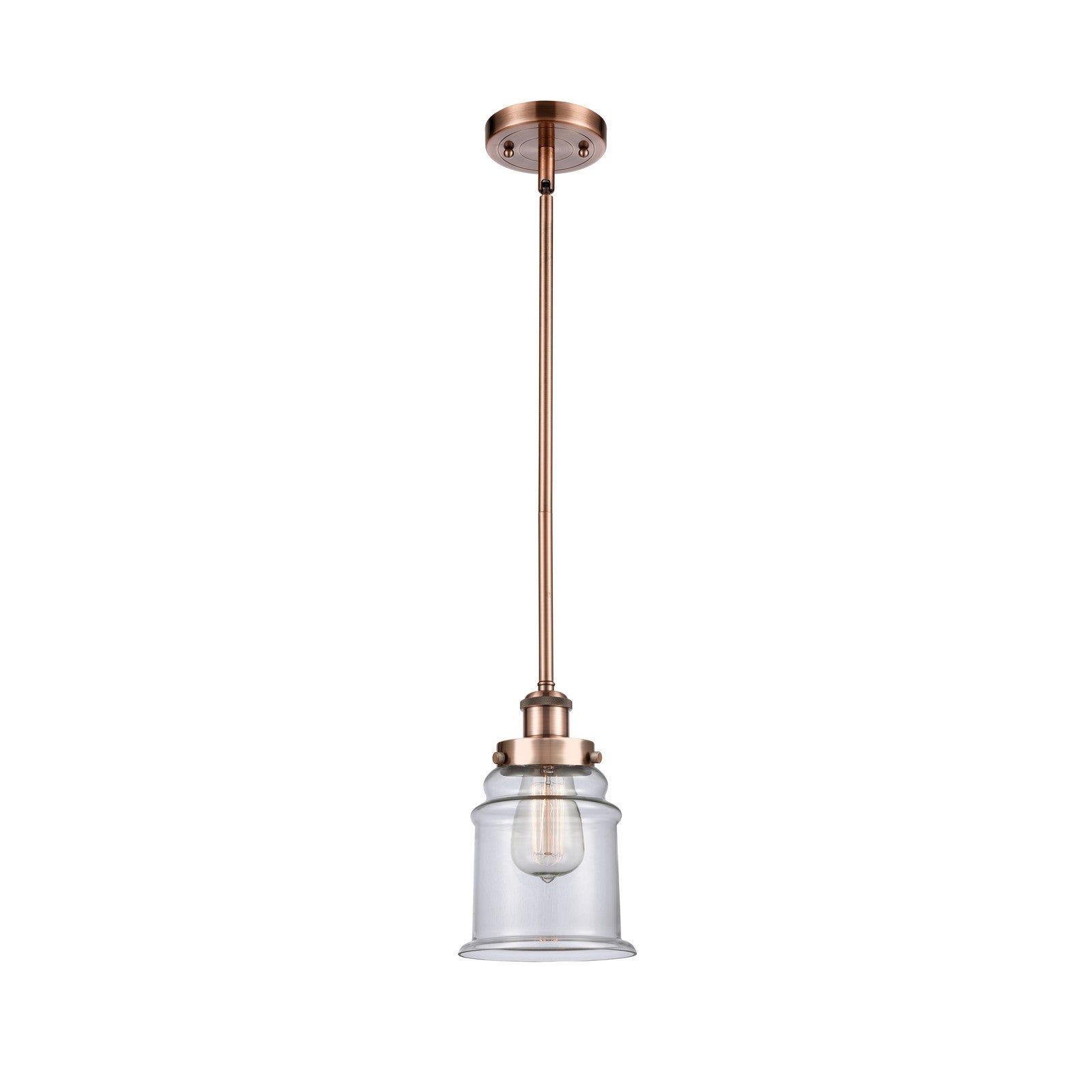Innovations Canton 6in 1-Light Mini Pendant | Modern Contempo Antique Copper Steel and Clear Glass | Kitchen Island & Dining Room | Model 916-1S-AC-G182