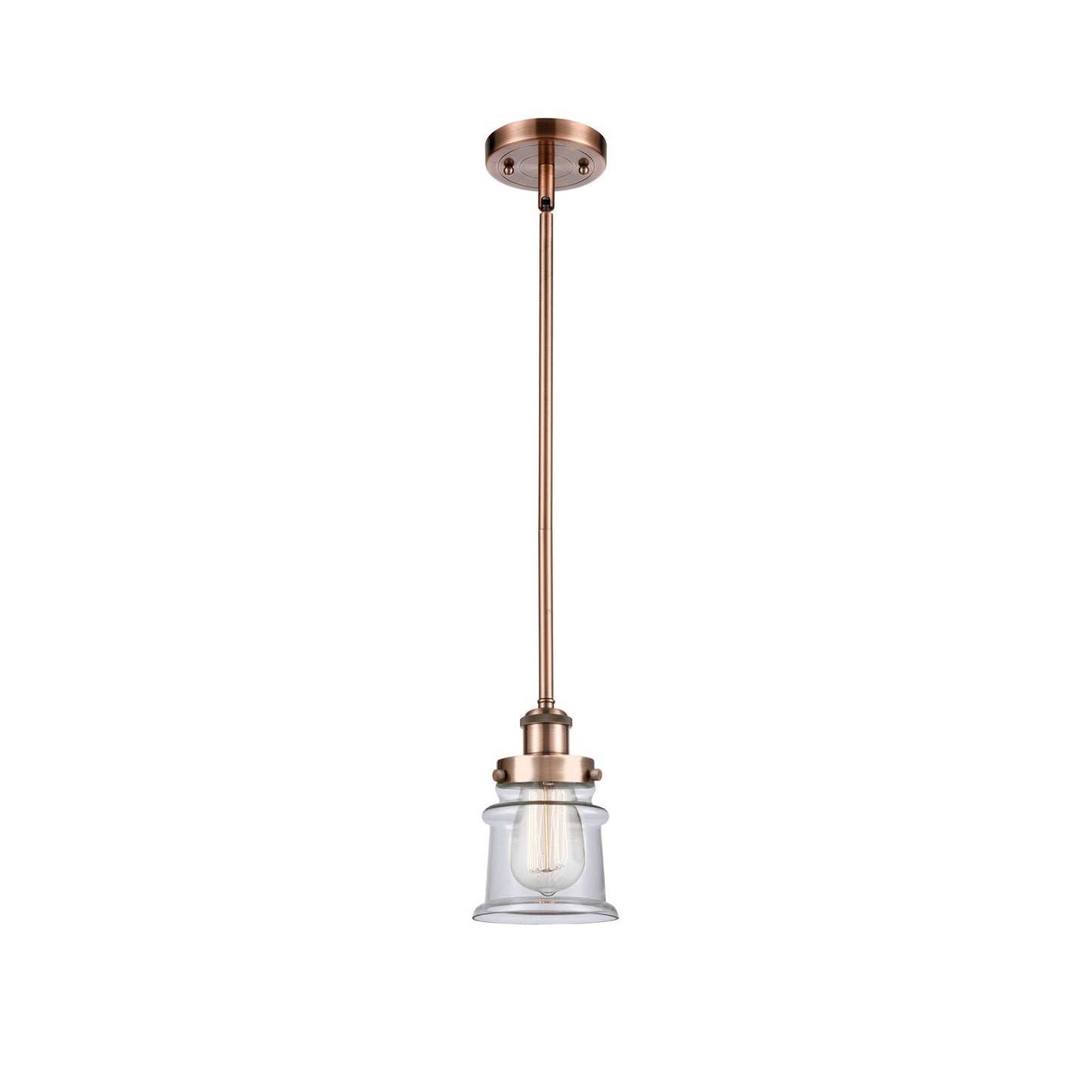 Innovations Canton 5.25in 1-Light Mini Pendant | Modern Contempo Antique Copper Steel and Clear Glass | Kitchen Island & Dining | Model 916-1S-AC-G182S