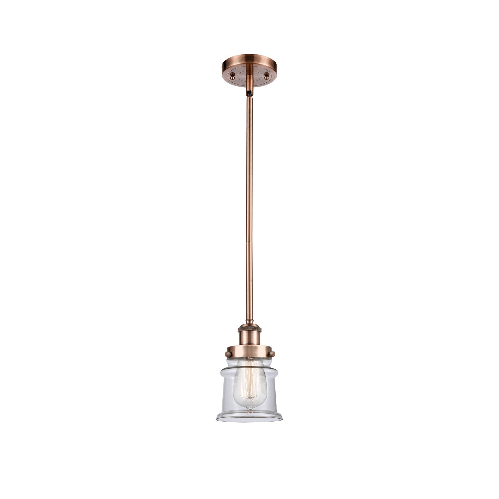 Innovations Canton 5.25in 1-Light Mini Pendant | Modern Contempo Antique Copper Steel and Clear Glass | Kitchen Island & Dining | Model 916-1S-AC-G182S