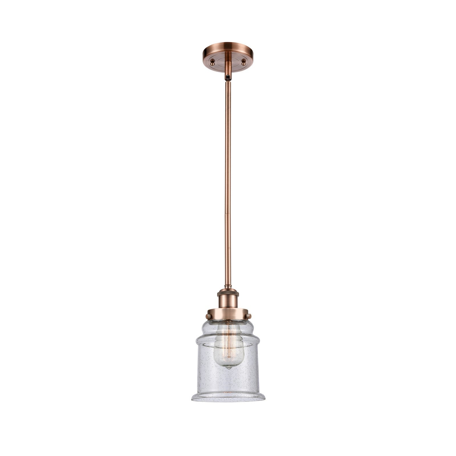 Innovations Canton 6in 1-Light Mini Pendant | Modern Contempo Antique Copper Steel and Seedy Glass | Kitchen Island & Dining Room | Model 916-1S-AC-G184
