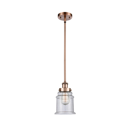 Innovations Canton 6in 1-Light Mini Pendant | Modern Contempo Antique Copper Steel and Seedy Glass | Kitchen Island & Dining Room | Model 916-1S-AC-G184