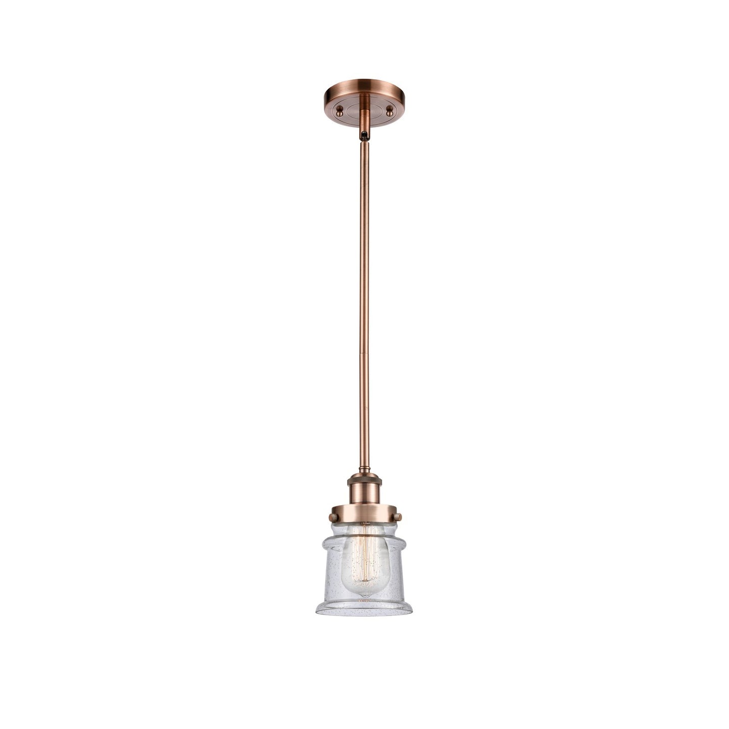 Innovations Canton 5.25in 1-Light Mini Pendant | Modern Contempo Antique Copper Steel and Seedy Glass | Kitchen Island & Dining | Model 916-1S-AC-G184S
