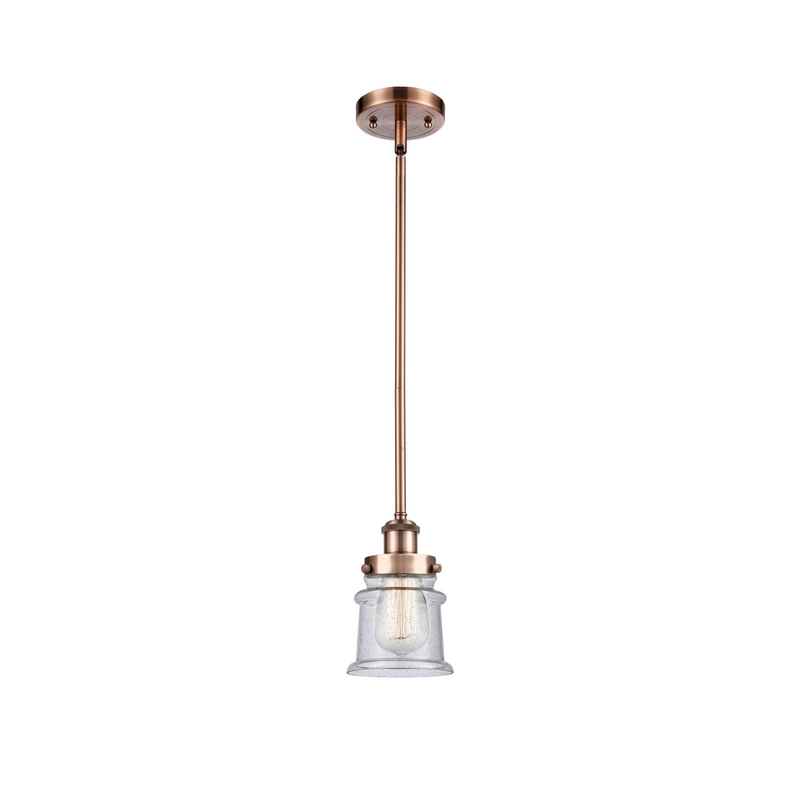 Innovations Canton 5.25in 1-Light Mini Pendant | Modern Contempo Antique Copper Steel and Seedy Glass | Kitchen Island & Dining | Model 916-1S-AC-G184S