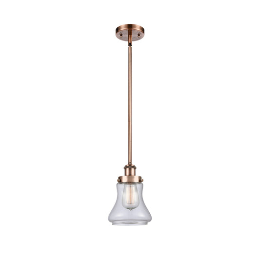 Innovations Bellmont 6.125in 1-Light Mini Pendant | Modern Contempo Antique Copper Steel and Clear Glass | Kitchen Island & Dining | Model 916-1S-AC-G192