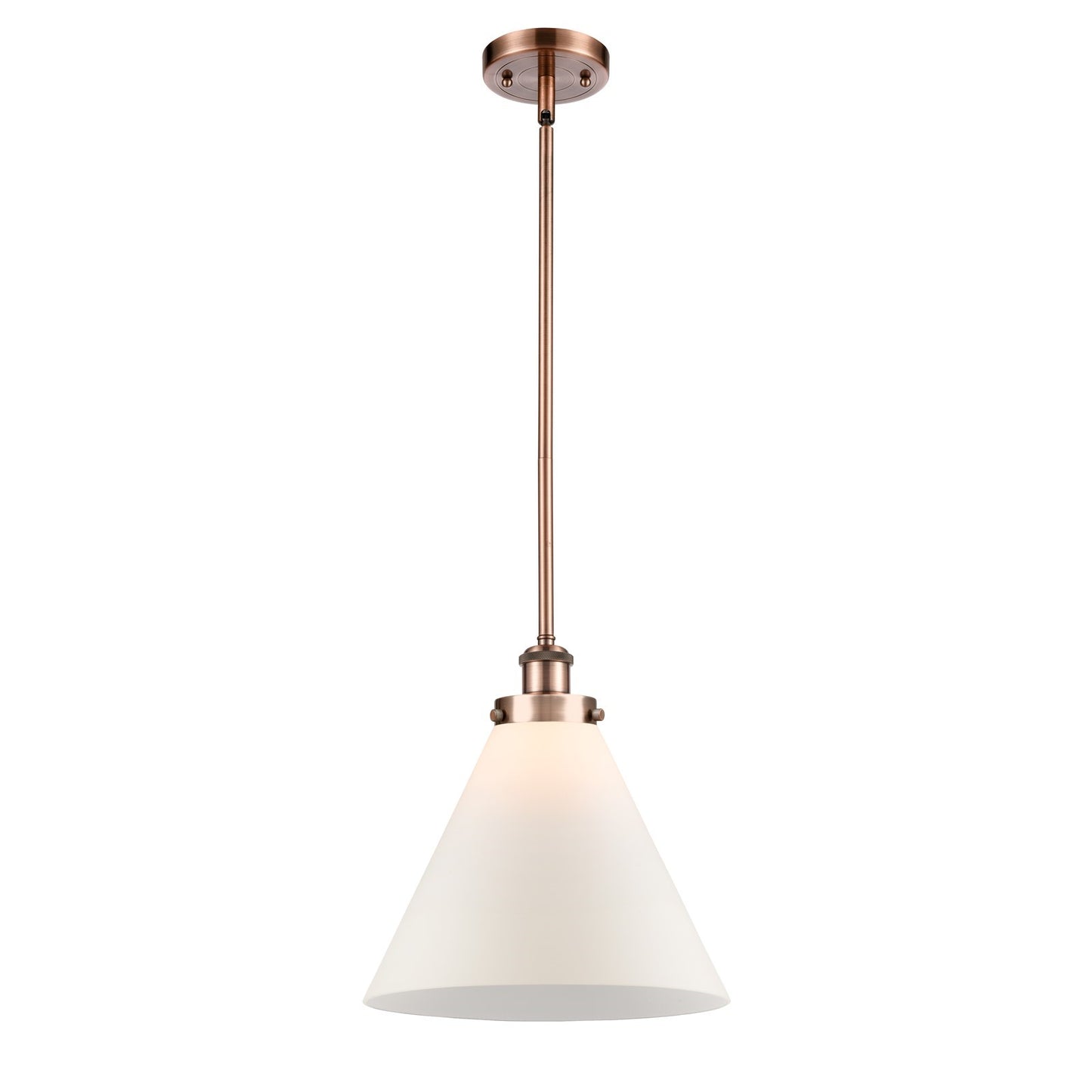 Innovations Cone 12in 1-Light Mini Pendant | Industrial Antique Copper Steel and Matte White Frosted Glass | Kitchen Island & | Model 916-1S-AC-G41-L-LED