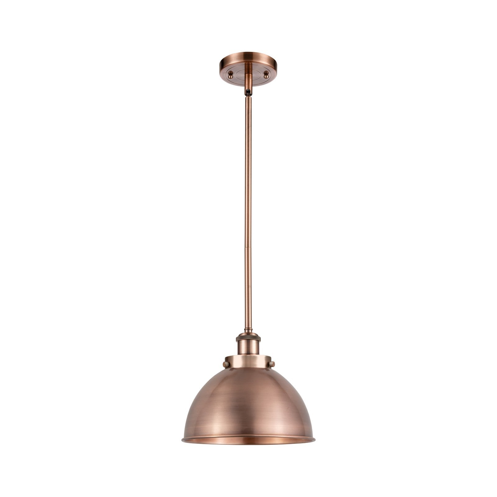 Innovations Derby 10in 1-Light Pendant | Industrial Antique Copper Steel and Antique Copper Metal Shade | Kitchen Island & | Model 916-1S-AC-MFD-10-AC