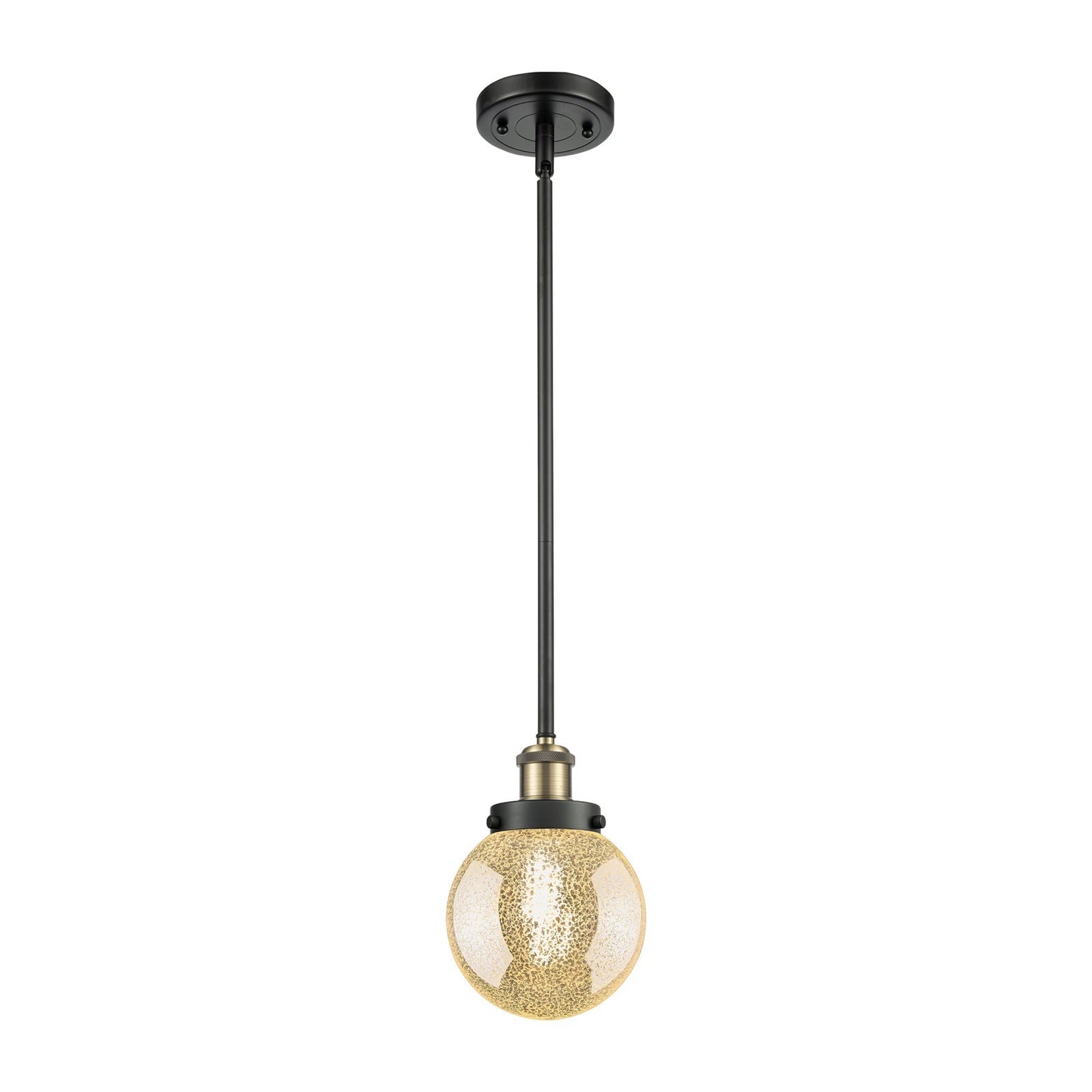Innovations Beacon 6in 1-Light Mini Pendant | Modern Contemporary Black Antique Brass Steel and Mercury Seeded Glass Shade | Model 916-1S-BAB-G208-6