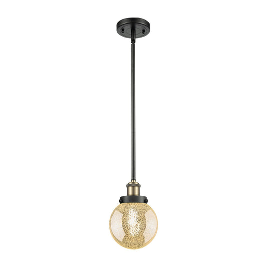 Innovations Beacon 6in 1-Light Mini Pendant | Modern Contemporary Black Antique Brass Steel and Mercury Seeded Glass Shade | Model 916-1S-BAB-G208-6