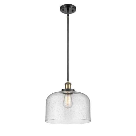 Innovations Bell 12in 1-Light LED Mini Pendant | Industrial Black Antique Brass and Seedy Glass | Kitchen Island & Dining | Model 916-1S-BAB-G74-L-LED