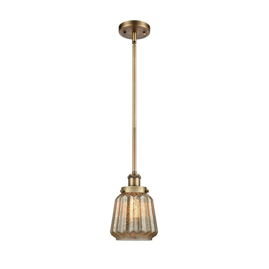Innovations Chatham 7in 1-Light Mini Pendant | Modern Brushed Brass and Mercury Ribbed Glass | Kitchen Island & Dining Room | Model 916-1S-BB-G146