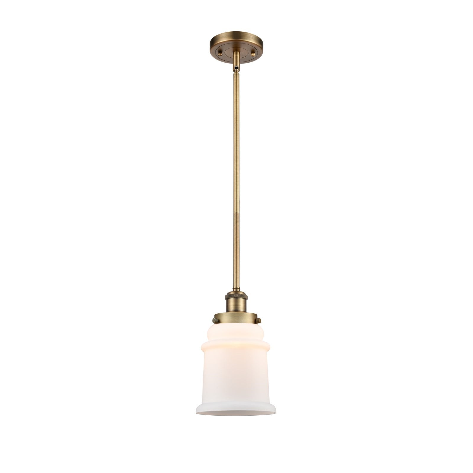 Innovations Canton 6in 1-Light Mini Pendant | Modern Transitional Brushed Brass and Matte White Frosted Glass | Kitchen Island & | Model 916-1S-BB-G181